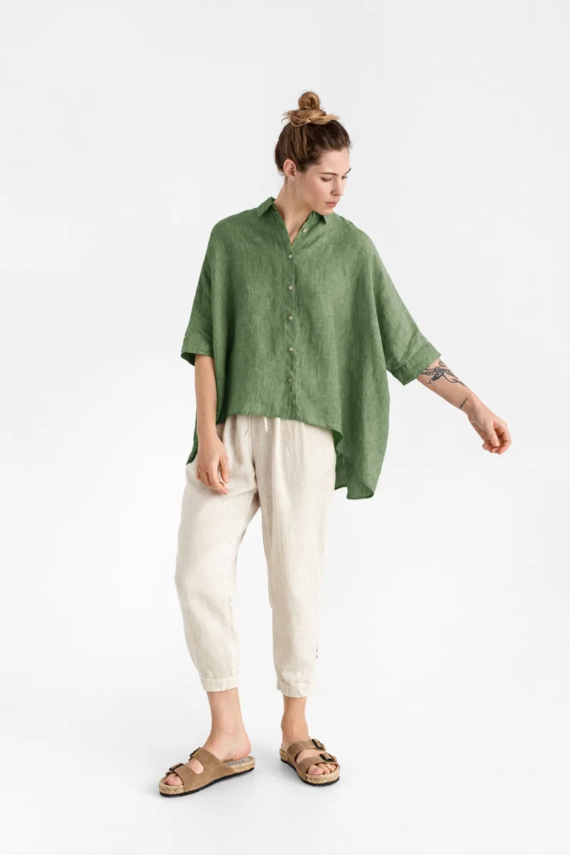 Lightweight linen shirt HANA in Forest green 3