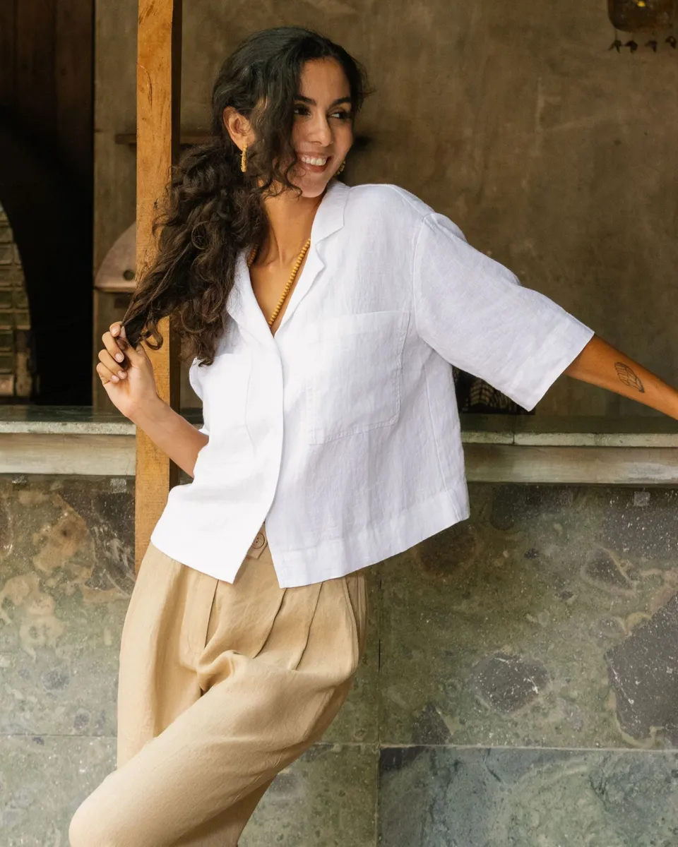 Linen camp shirt ORVIETO in White