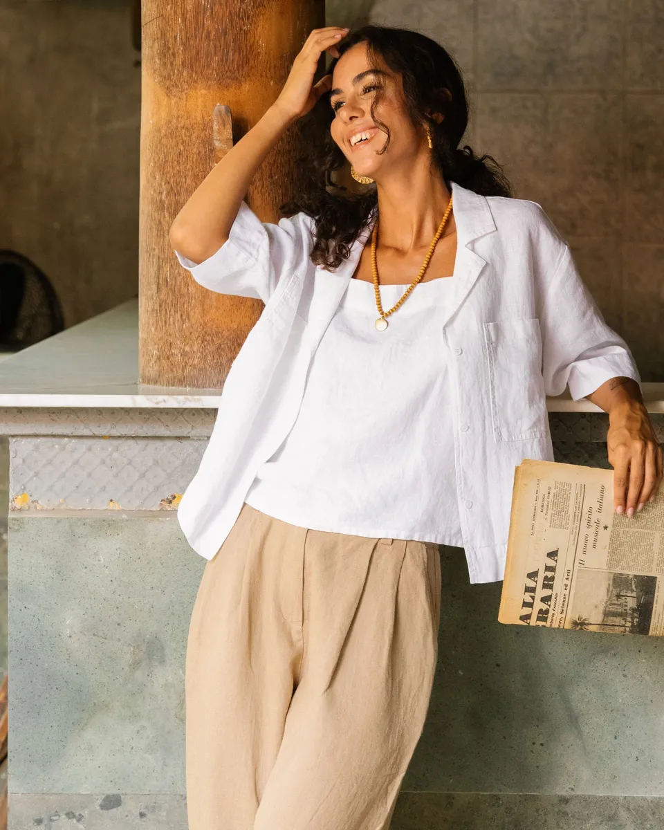 Linen camp shirt ORVIETO in White 3