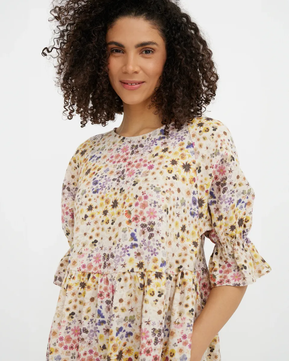 Linen dress NERJA in Bloom pop print 3