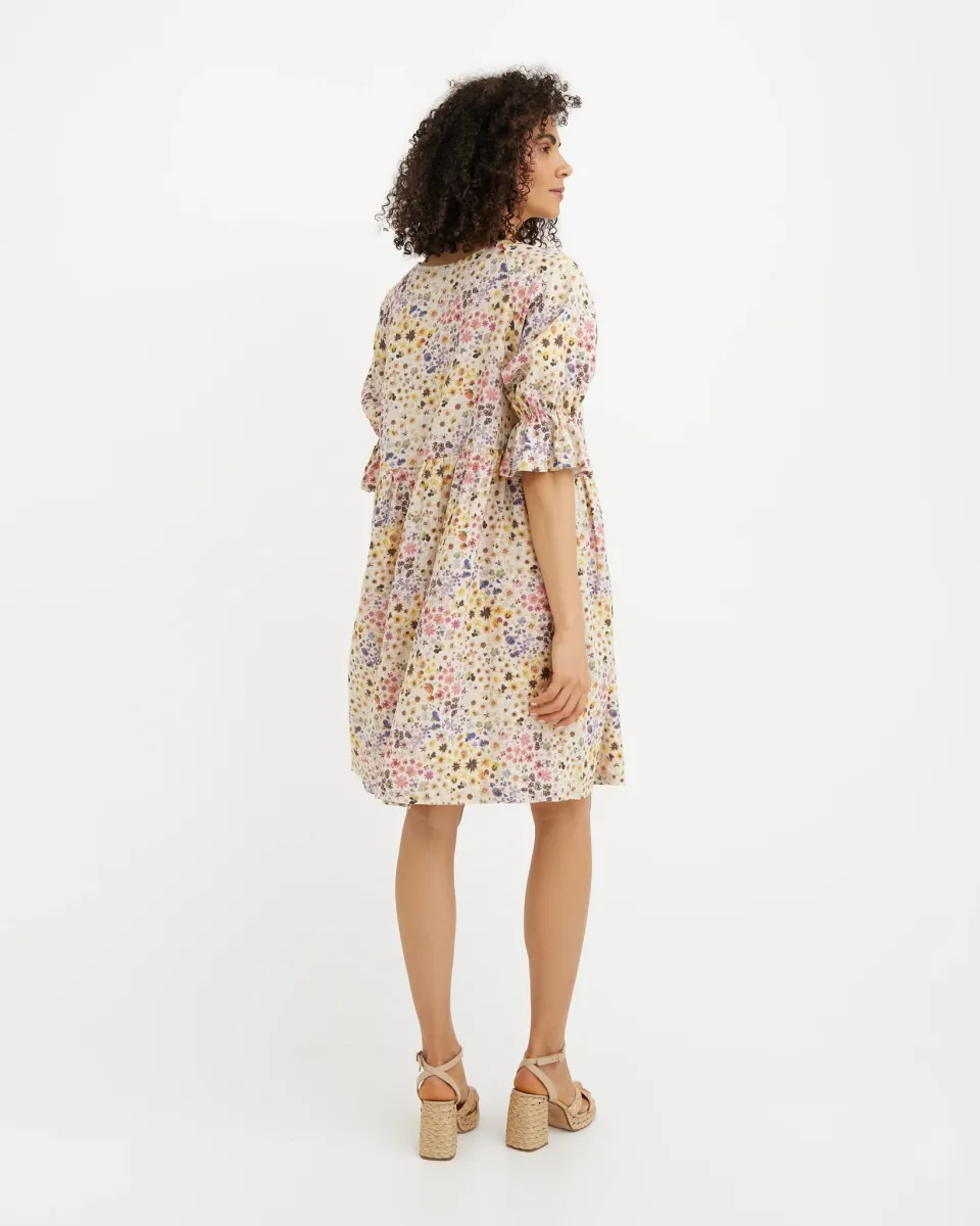 Linen dress NERJA in Bloom pop print 4