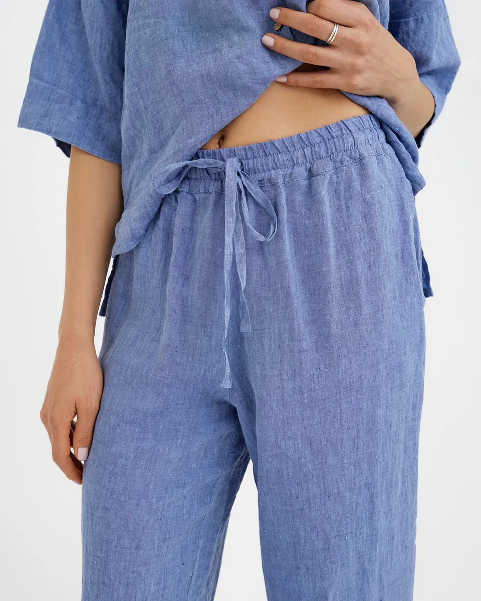 Linen pajama set AVEIRA in Denim chambray 3