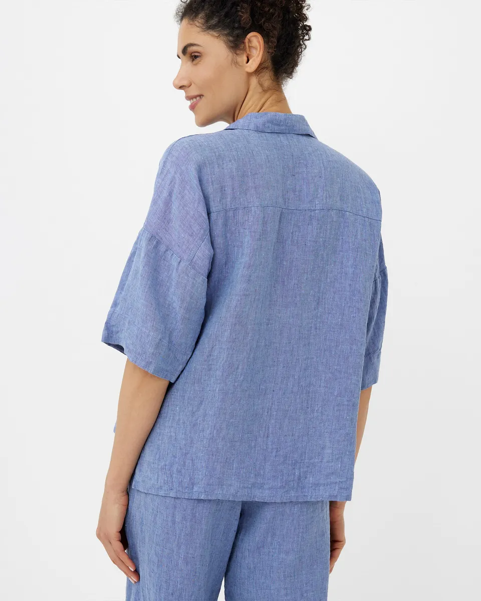 Linen pajama set AVEIRA in Denim chambray 4