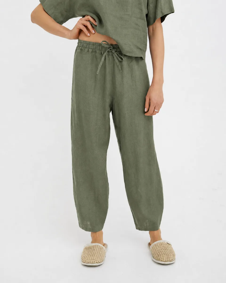 Linen pajama set SAVANNAH in Mist green 3