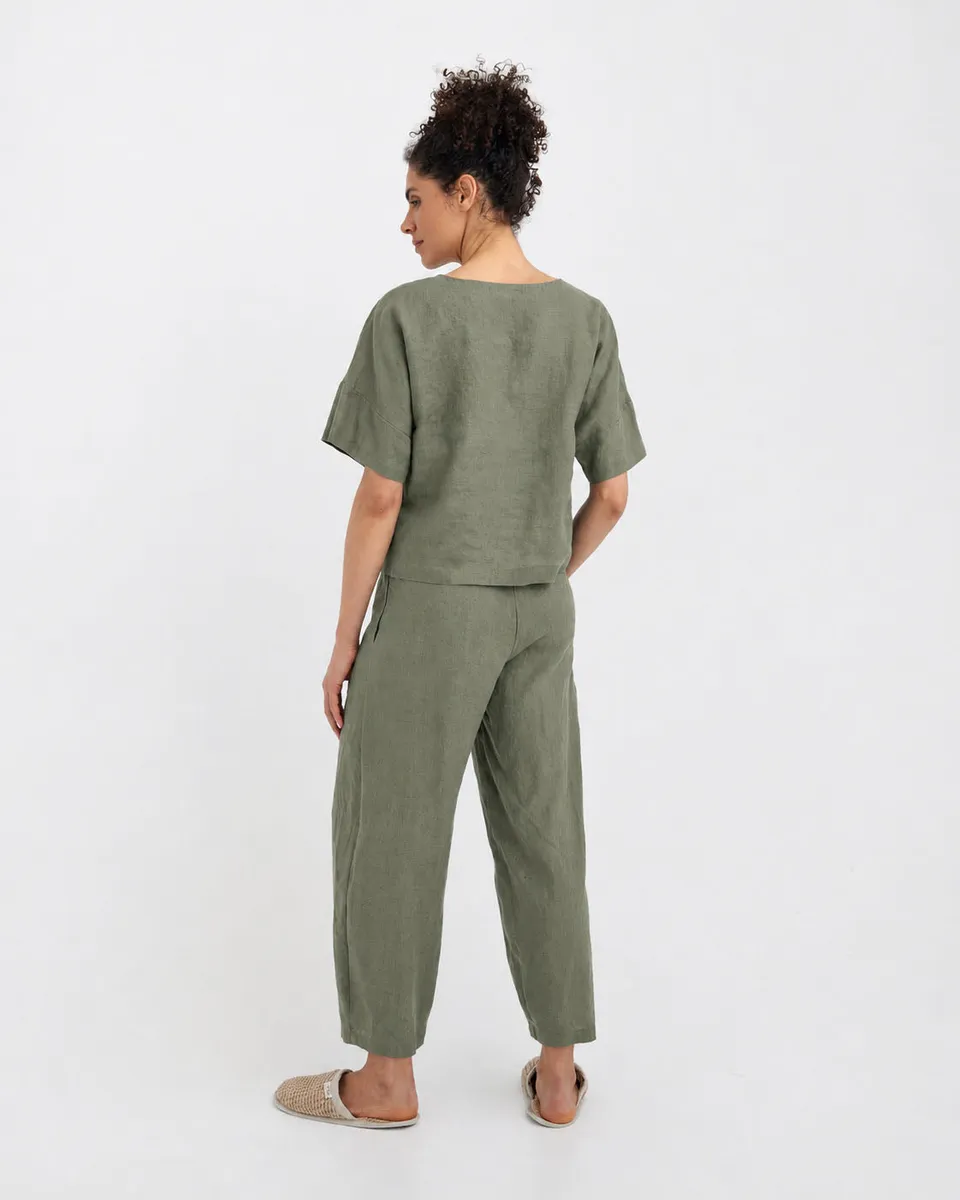 Linen pajama set SAVANNAH in Mist green 4