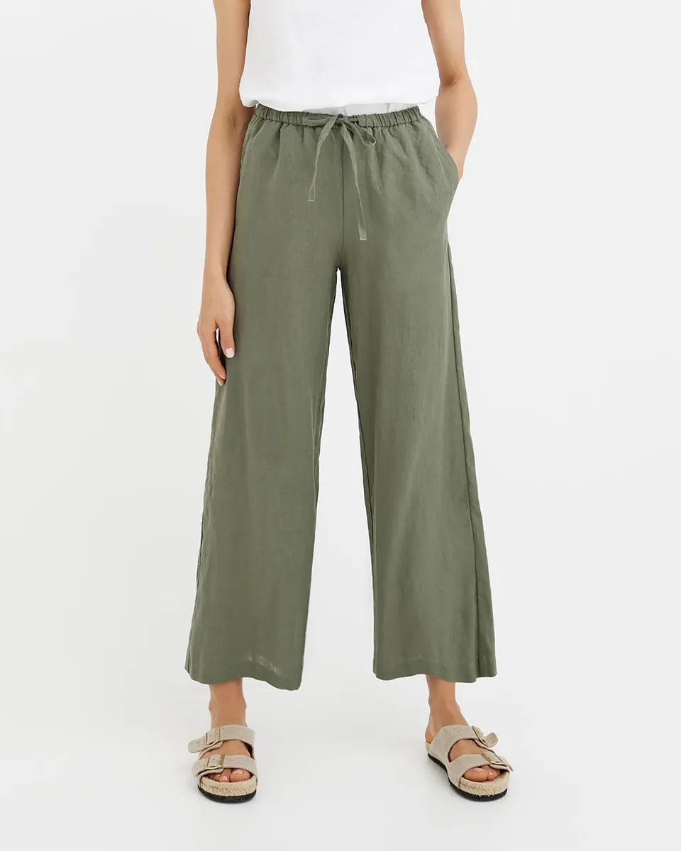Linen Pants CURACAO in Mist green 2