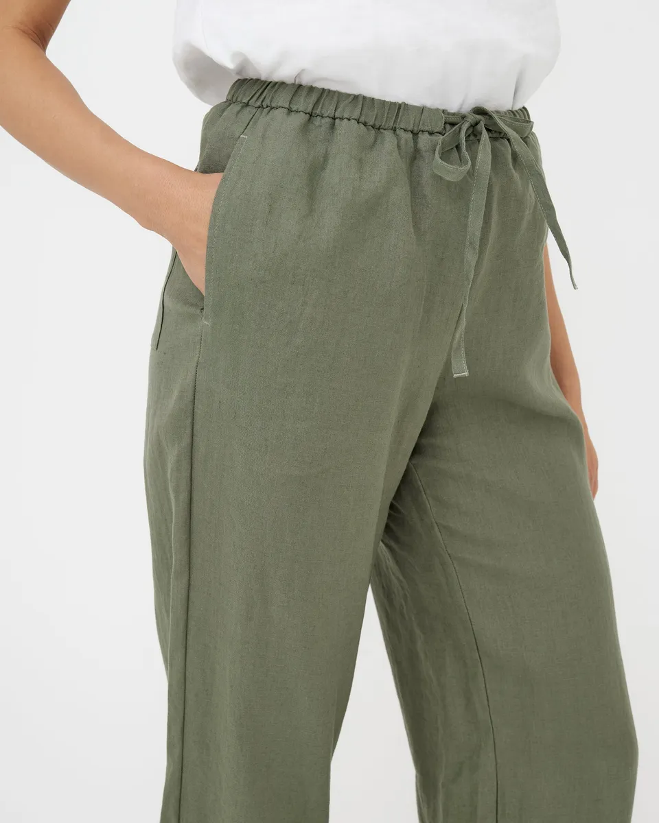 Linen Pants CURACAO in Mist green 3