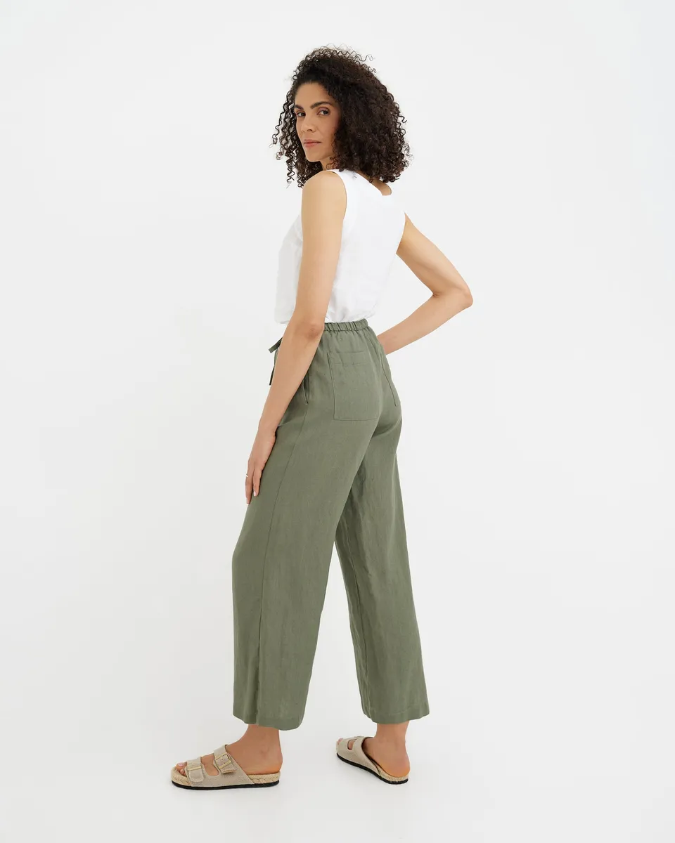 Linen Pants CURACAO in Mist green 4