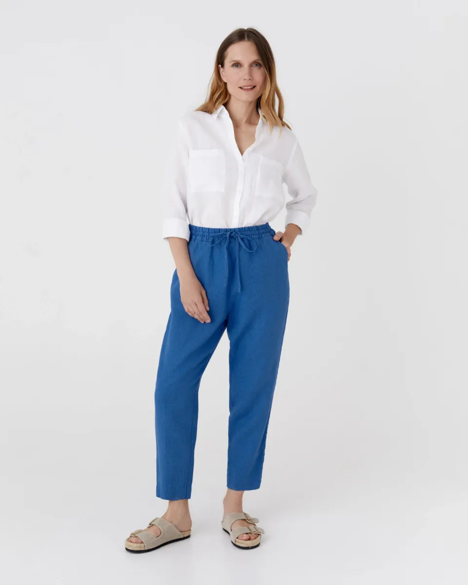 Linen pants DOMME in Cobalt blue 3