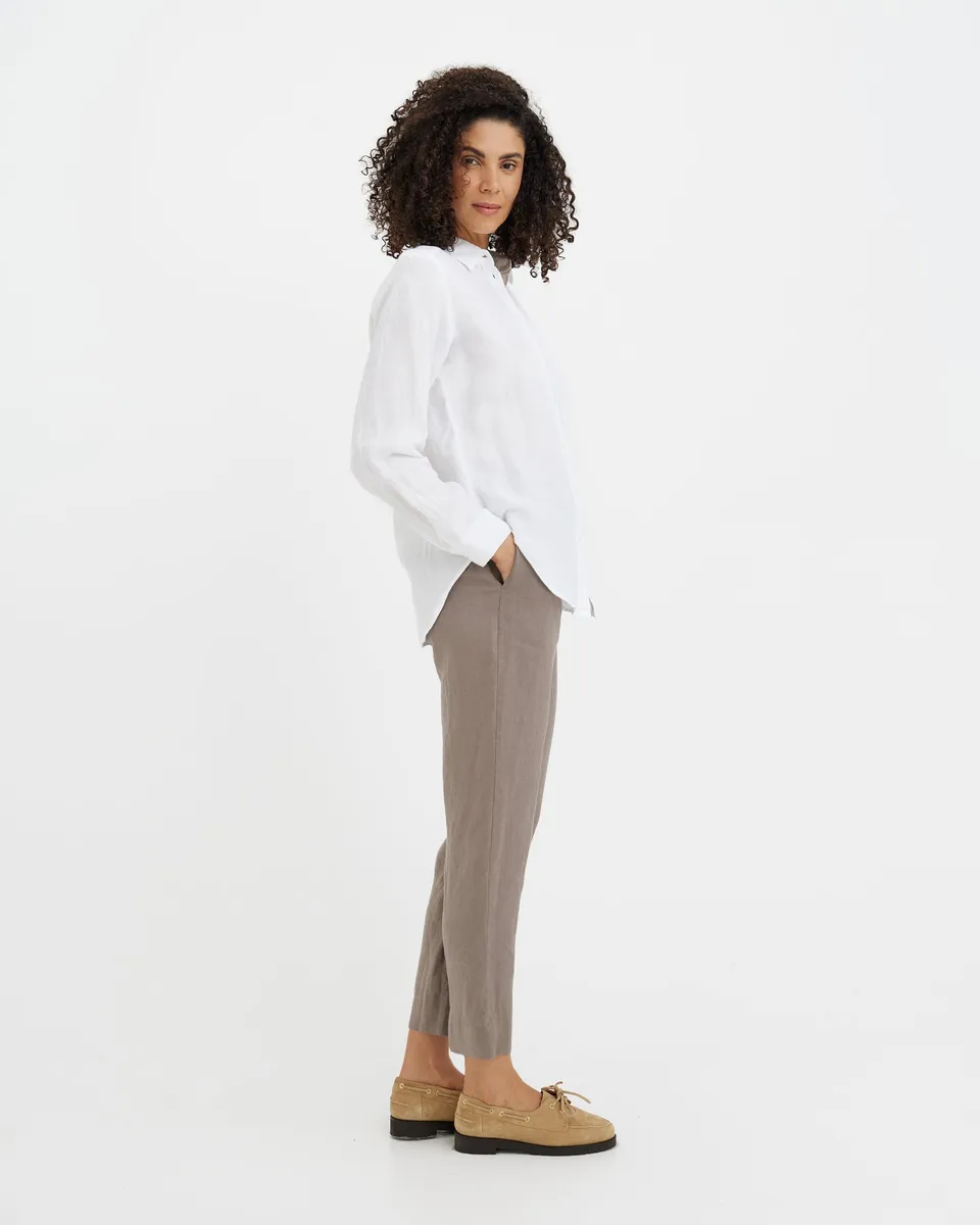 Linen Pants SEATTLE in Deep taupe 2