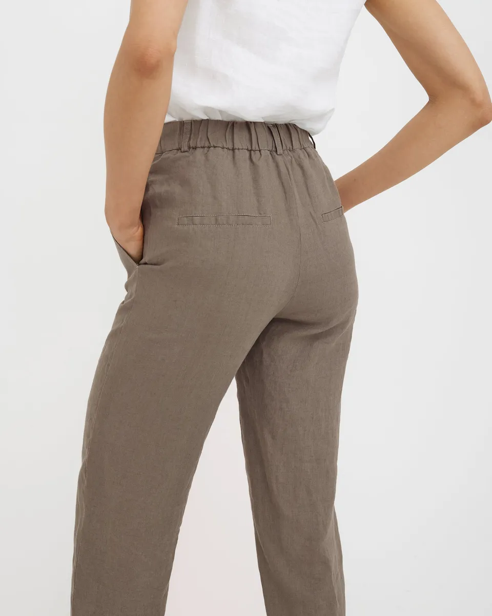 Linen Pants SEATTLE in Deep taupe 3