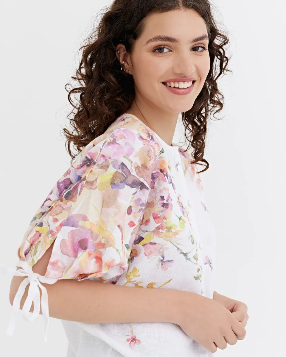 Linen Puff Sleeve Top GAYA in Blushing violet 4