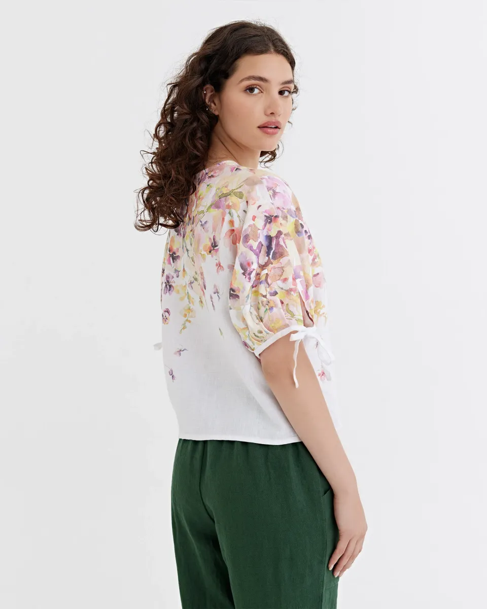 Linen Puff Sleeve Top GAYA in Blushing violet 5