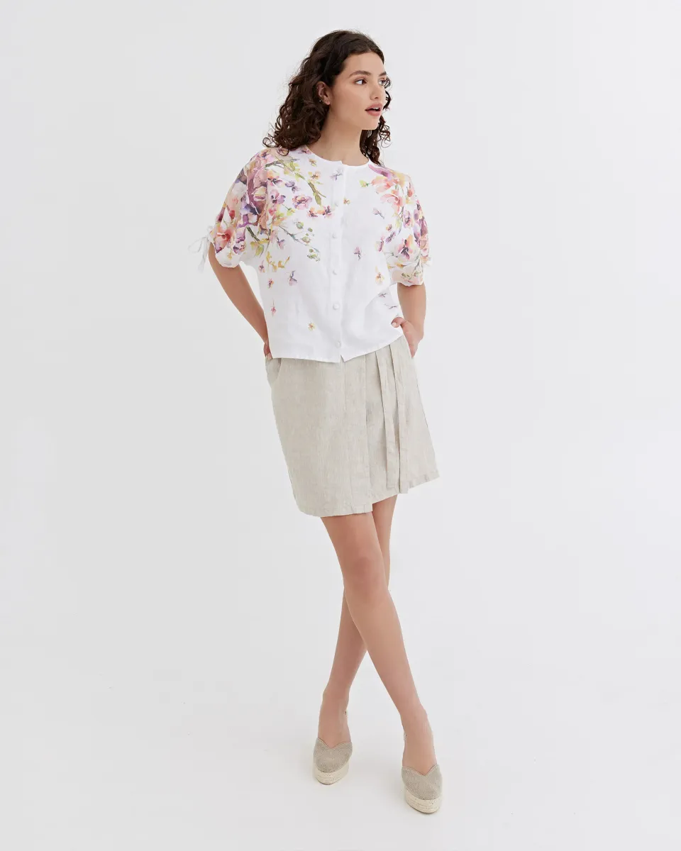 Linen Puff Sleeve Top GAYA in Blushing violet 6