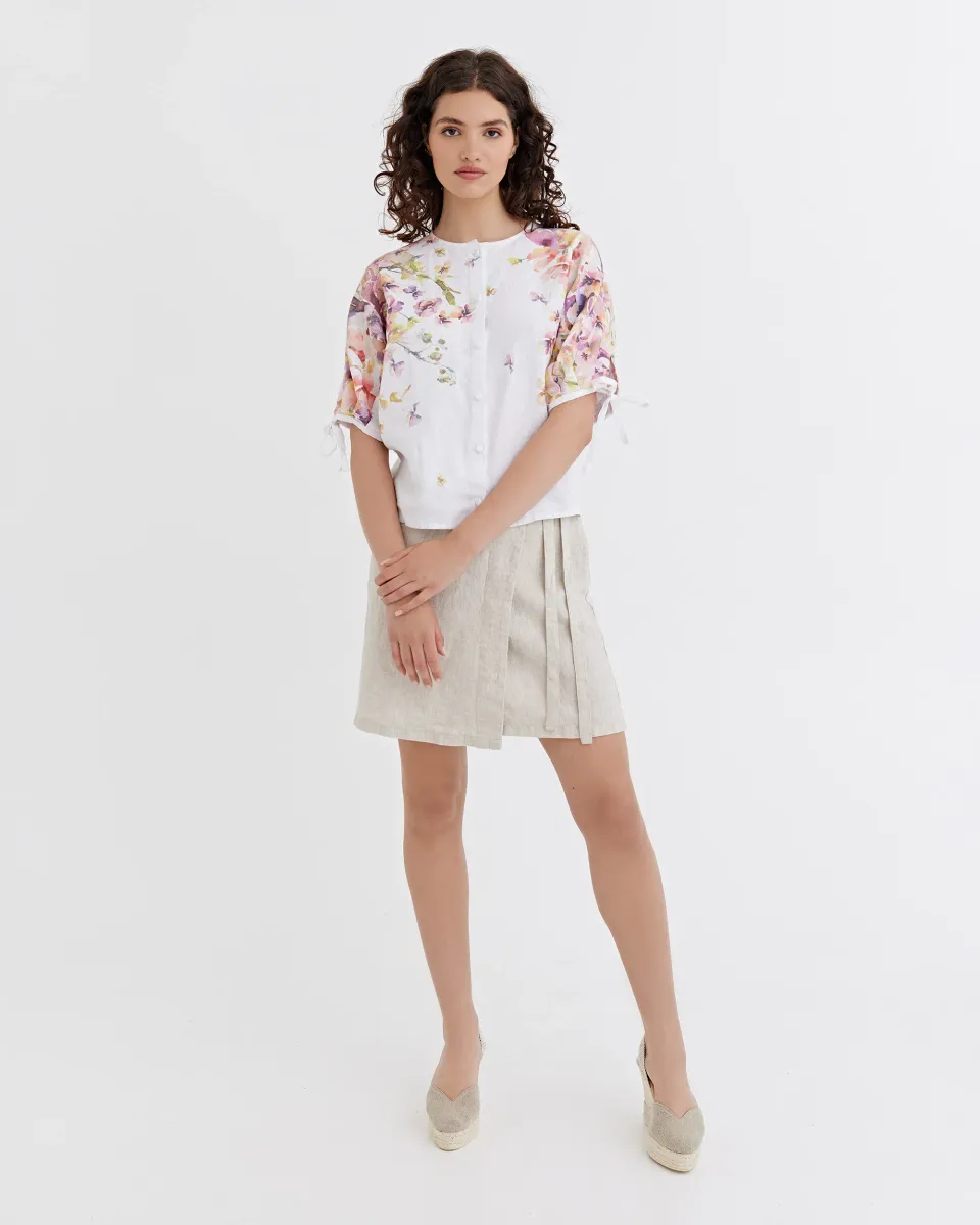 Linen Puff Sleeve Top GAYA in Blushing violet 7