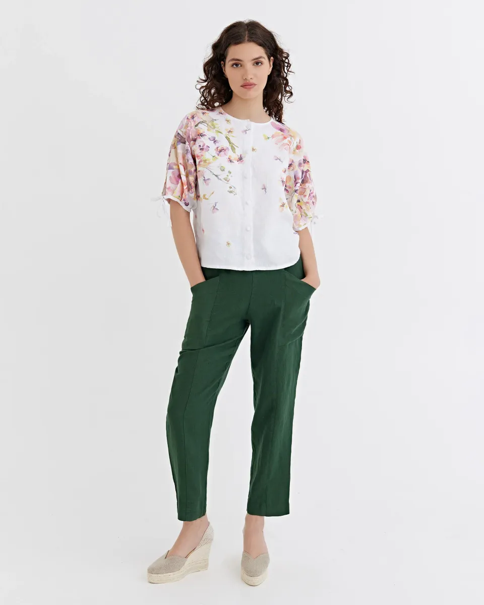 Linen Puff Sleeve Top GAYA in Blushing violet 8