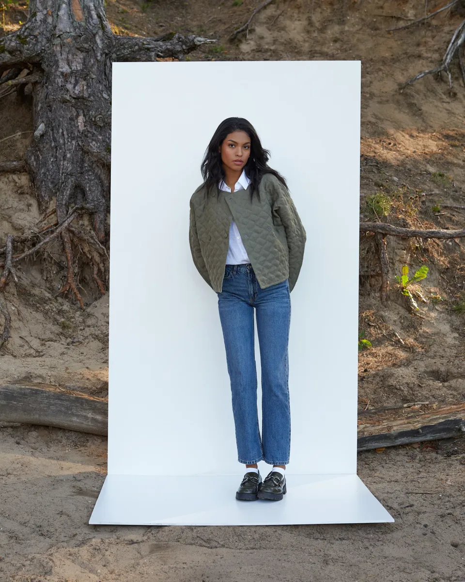 Linen quilted jacket BOSA in Dark Green 2