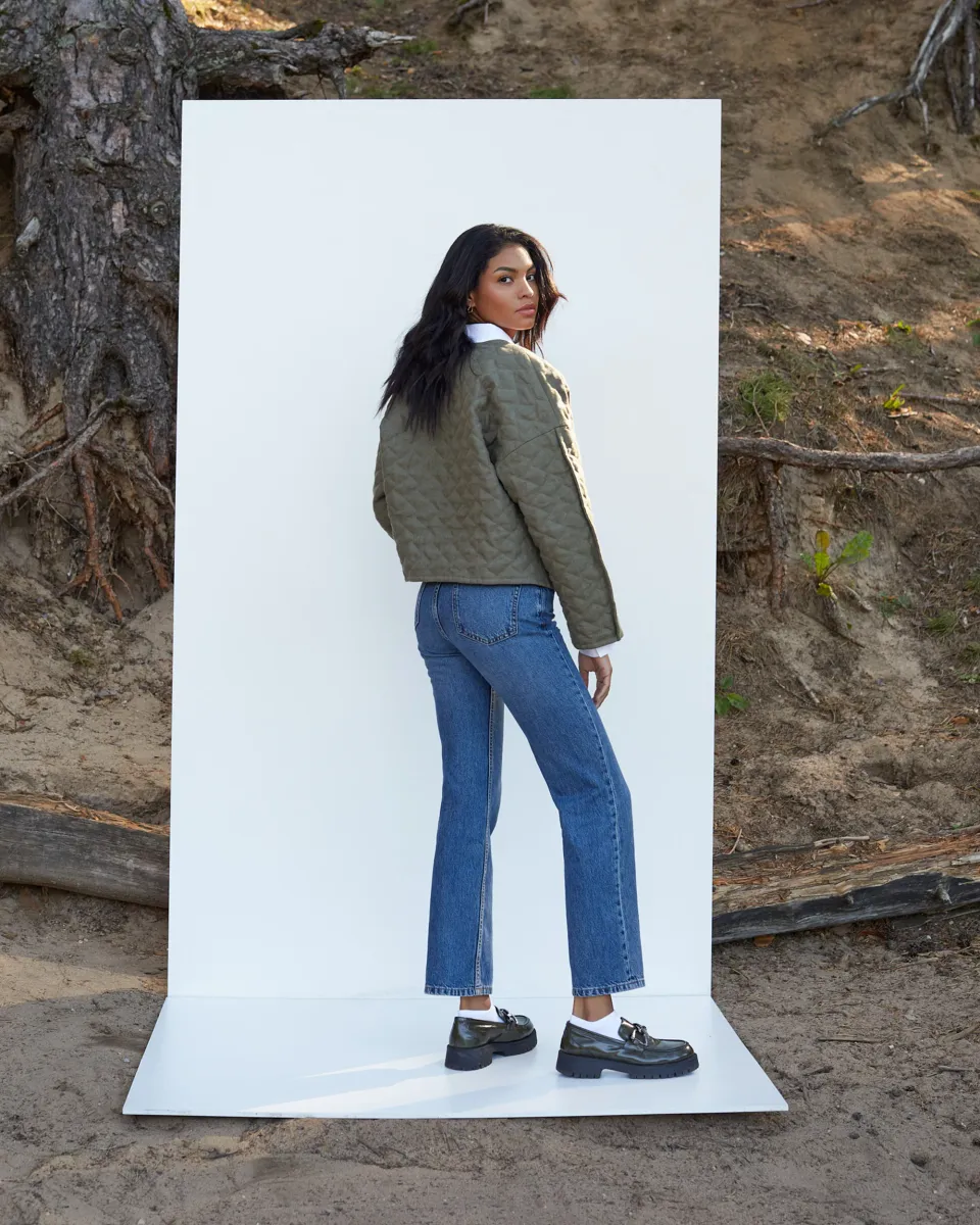 Linen quilted jacket BOSA in Dark Green 3