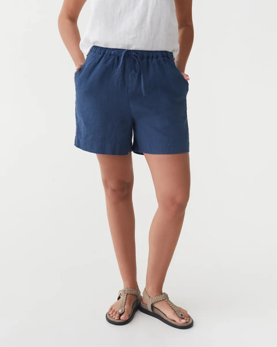 Linen Shorts ERIE in Deep navy blue 2
