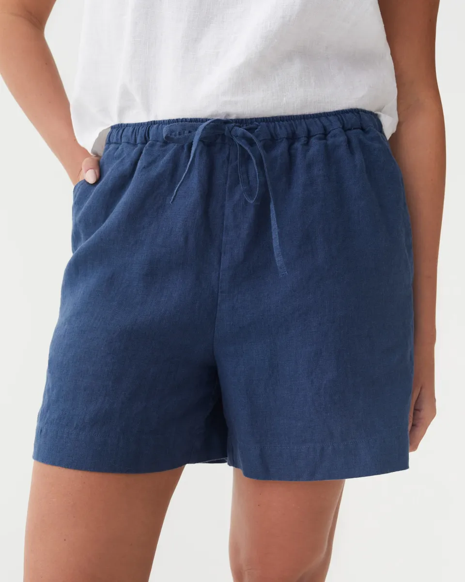 Linen Shorts ERIE in Deep navy blue 3