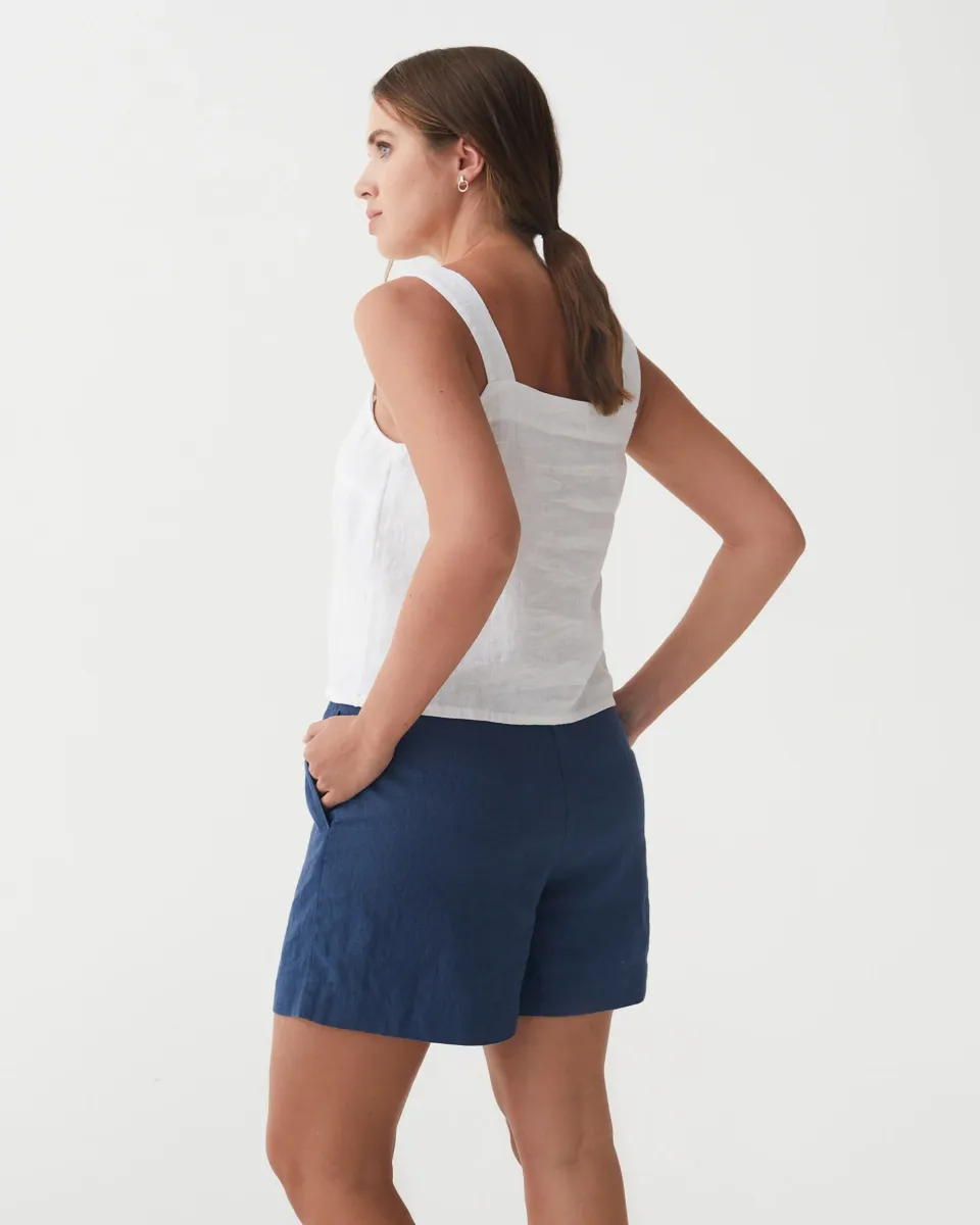 Linen Shorts ERIE in Deep navy blue 4