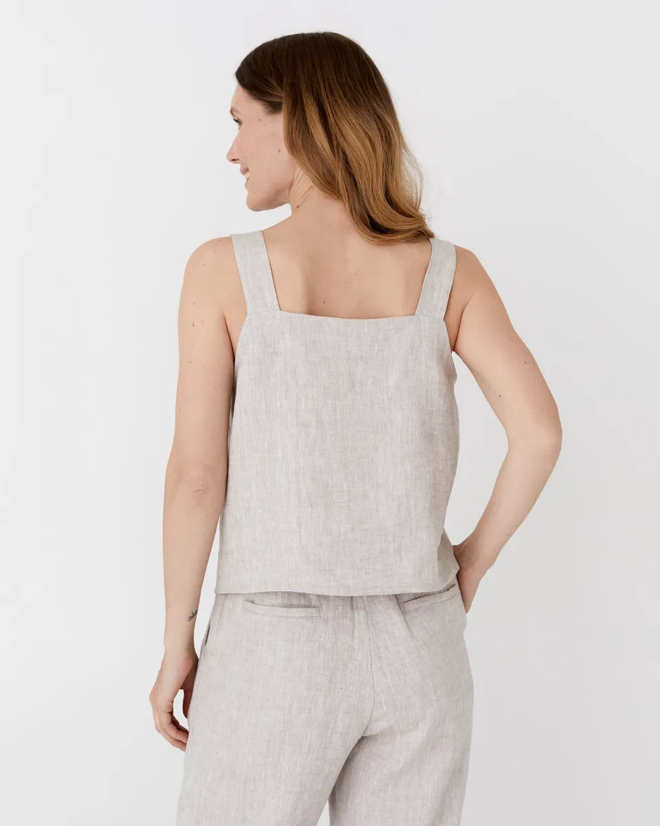 Linen tank top OLINDA in Natural melange 4