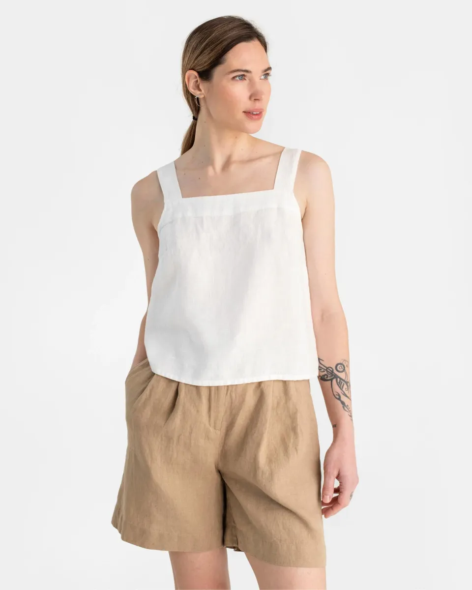 Linen tank top OLINDA in White 2