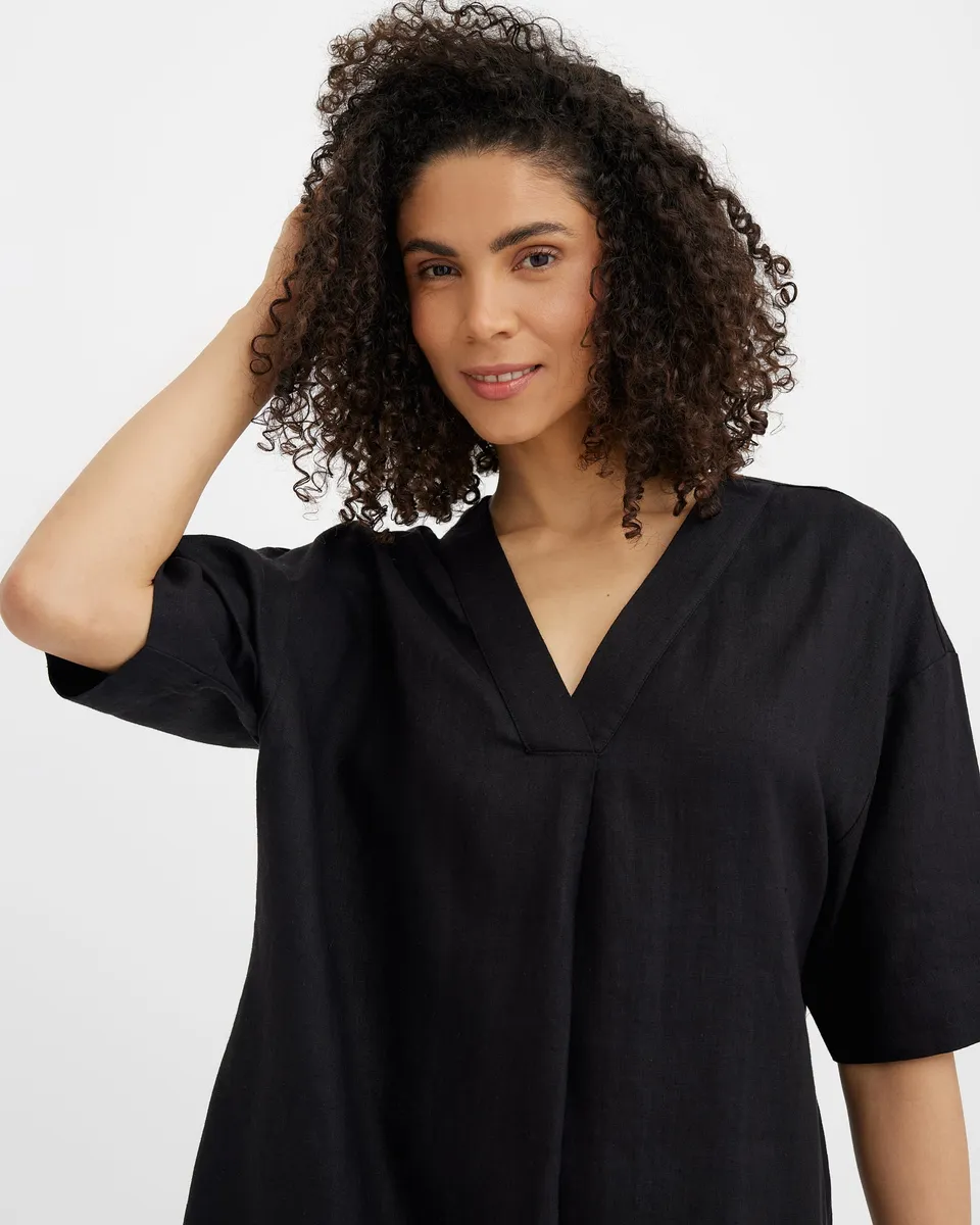 Linen Tunic Dress WAIKIKI in Black 3