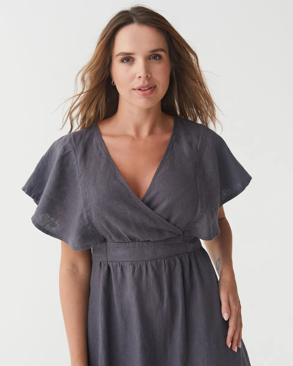 Linen wrap dress YOHO in Anthracite 4