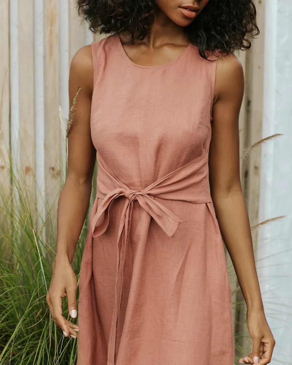 Long linen dress BORACAY in Clay pink 4