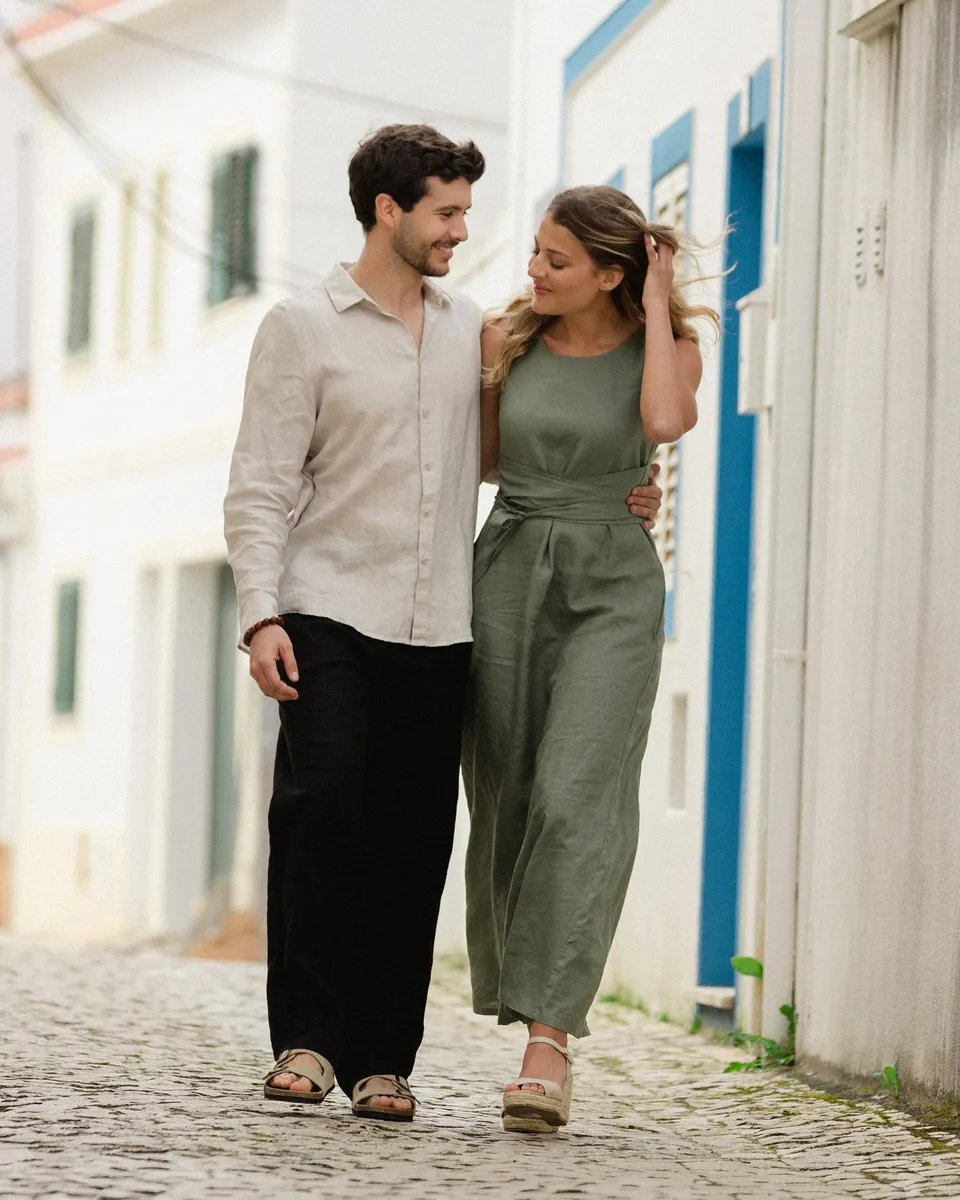 Long linen dress BORACAY in Mist green 4