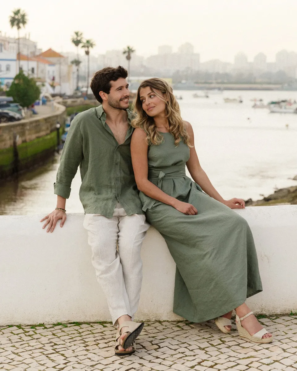 Long linen dress BORACAY in Mist green 5