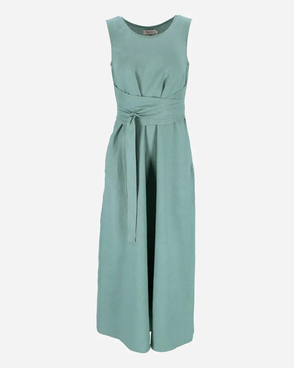 Long linen dress BORACAY in Teal blue 3