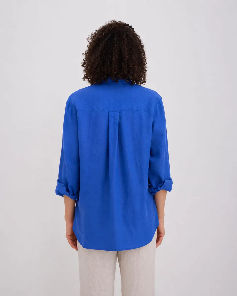 Long-Sleeve Linen Shirt ELBA in Classic blue 4