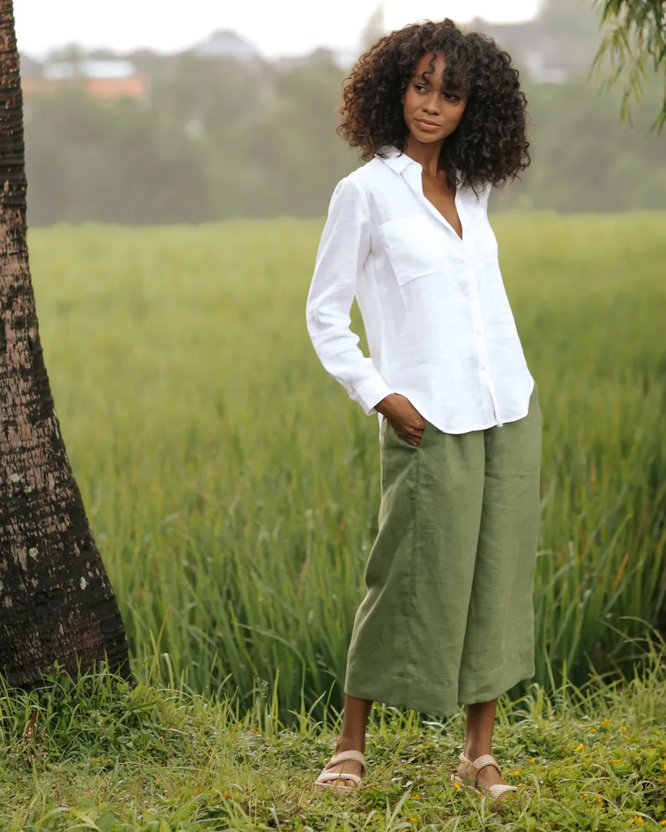 Long-sleeved linen shirt CALPE in White 3