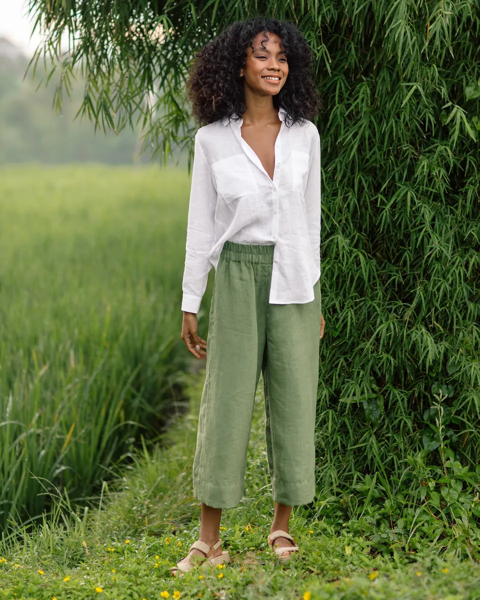 Long-sleeved linen shirt CALPE in White 5