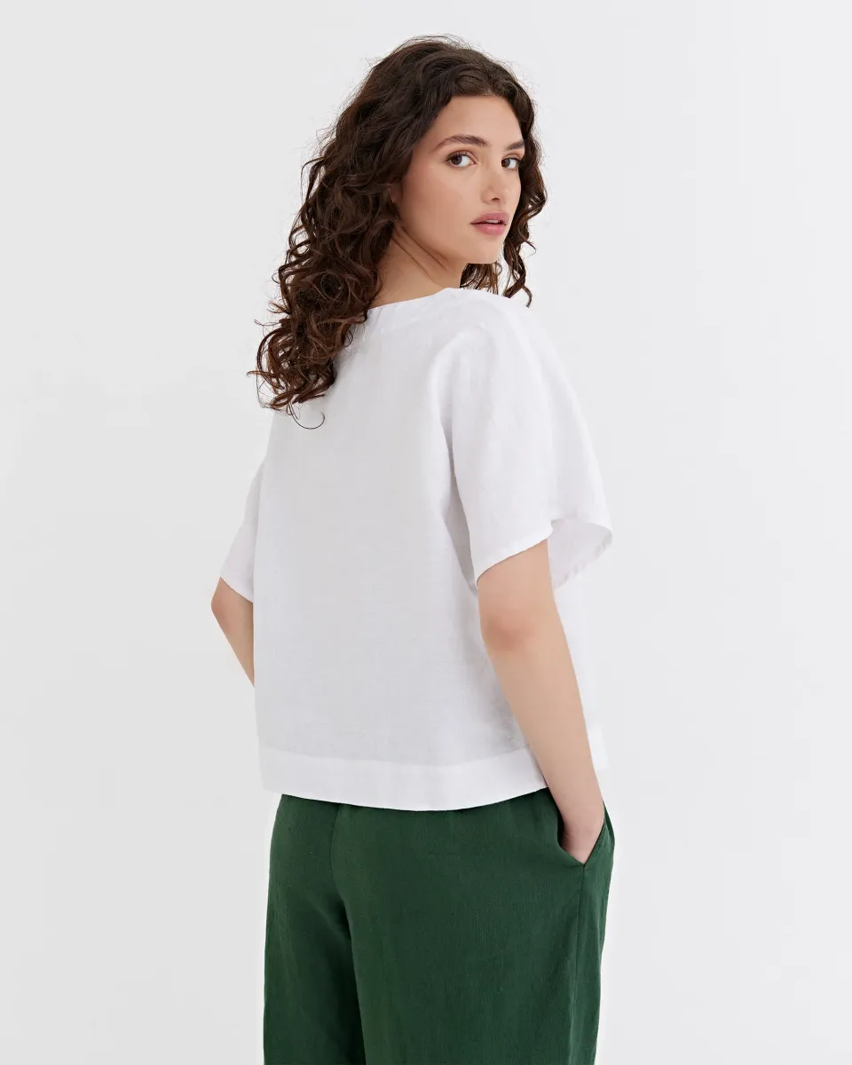 Loose-fit linen top MIDWAY in White 6