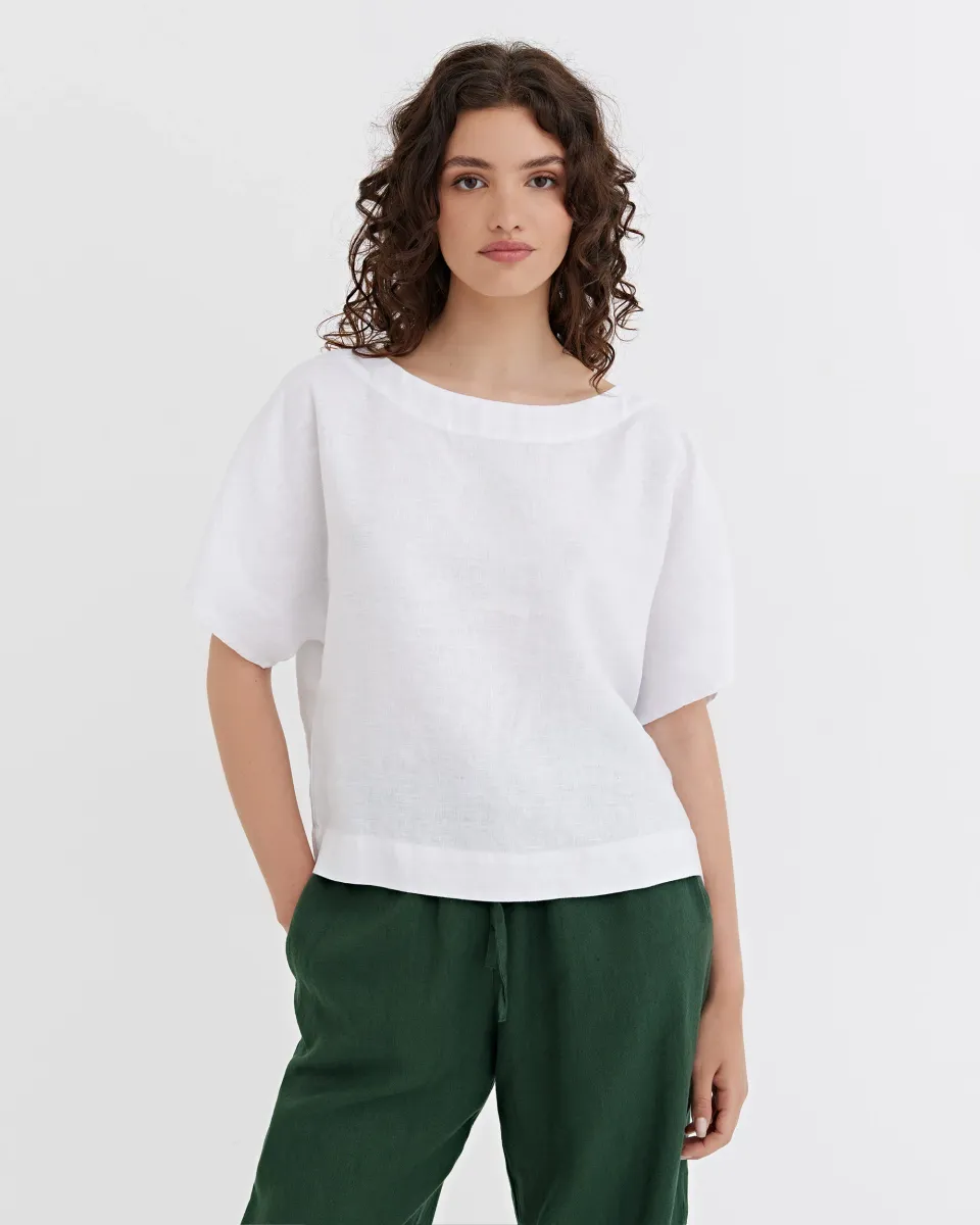 Loose-fit linen top MIDWAY in White 7