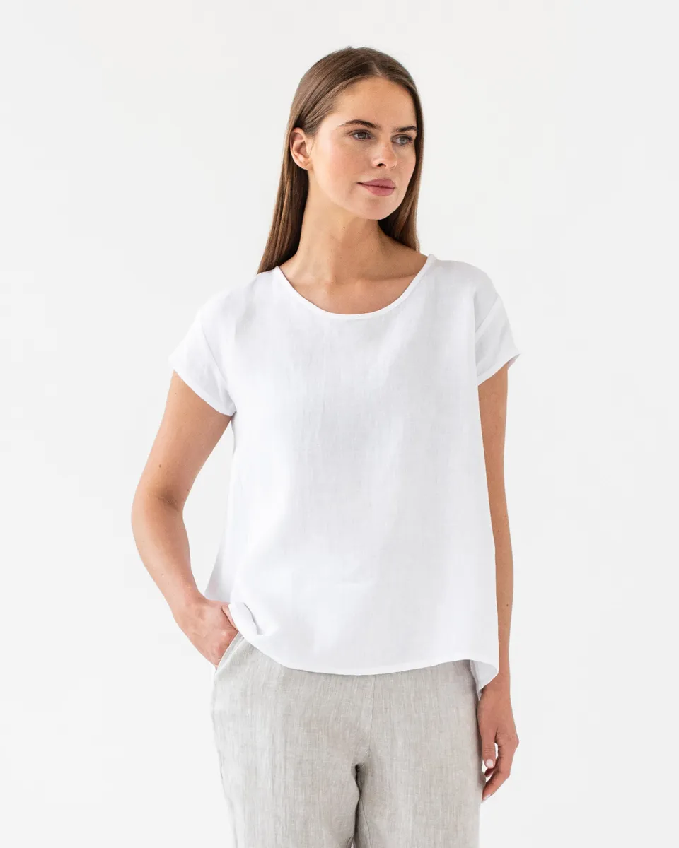 Loose fit linen top TAHOE in White