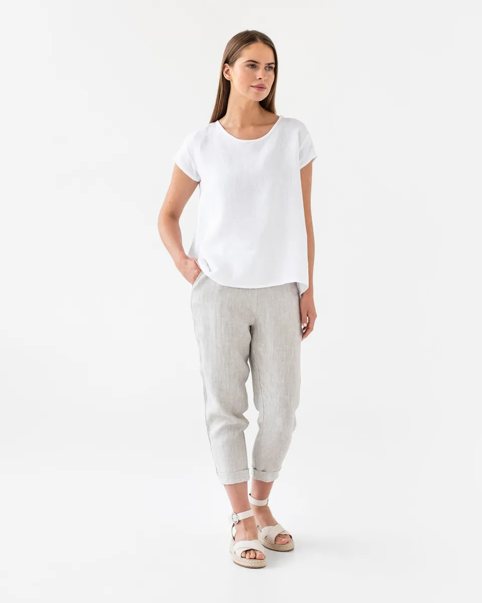 Loose fit linen top TAHOE in White 3