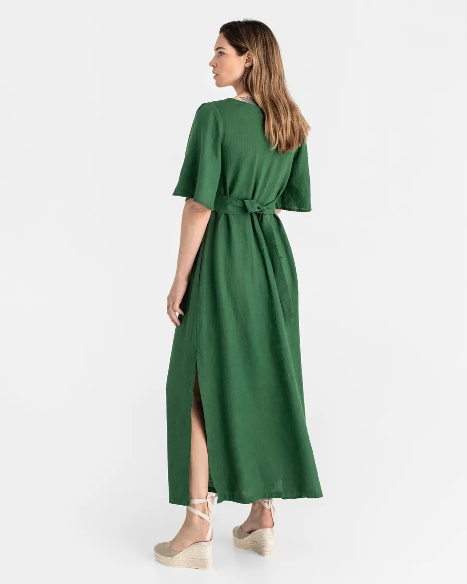 Maxi linen dress AGRA in Green 2