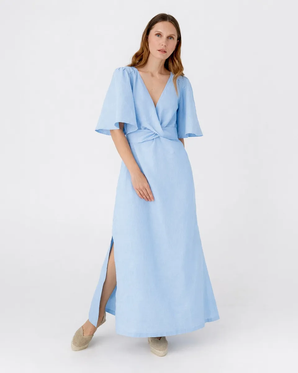 Maxi linen dress AGRA in Vivid blue