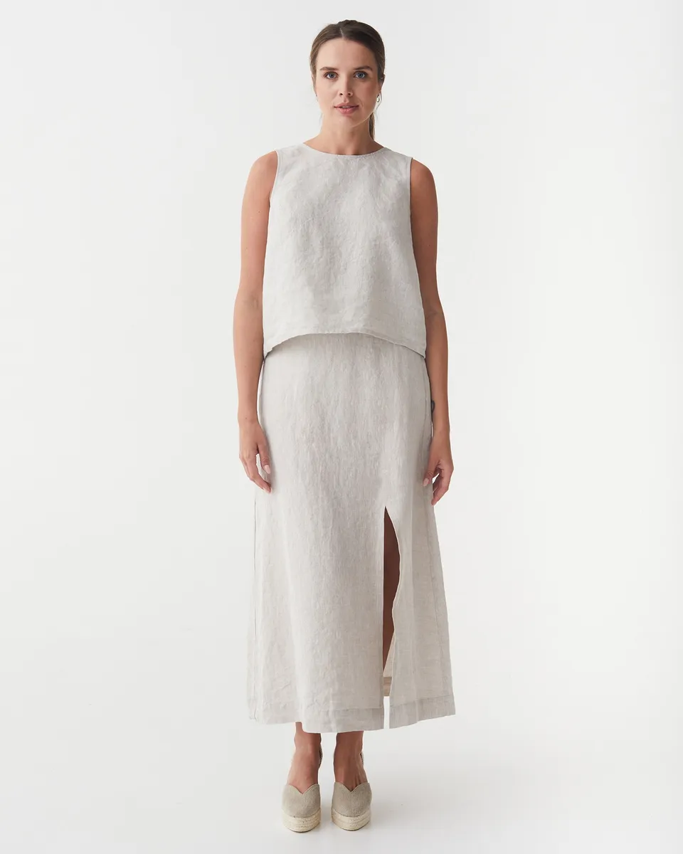Maxi Linen Skirt SENTOSA in Natural melange 2