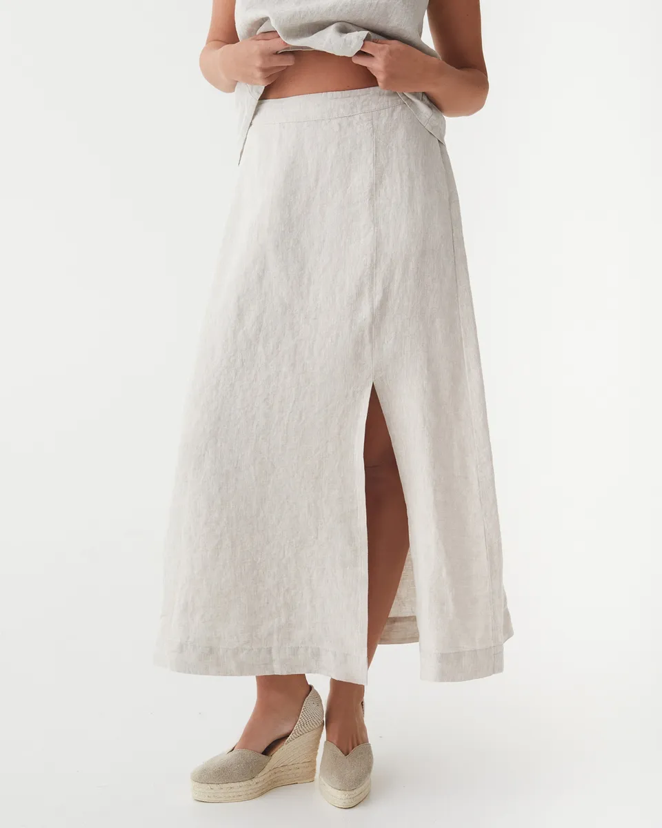 Maxi Linen Skirt SENTOSA in Natural melange 3