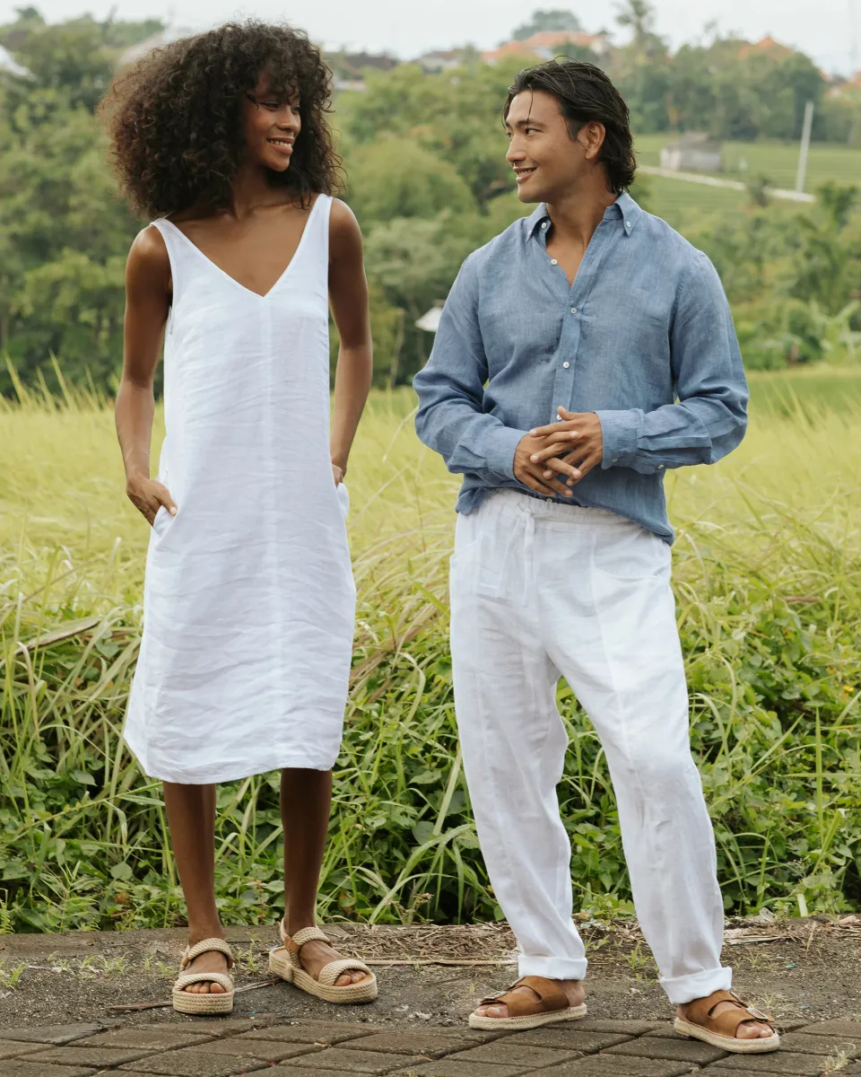 Men's classic linen shirt WENGEN in Denim chambray 8