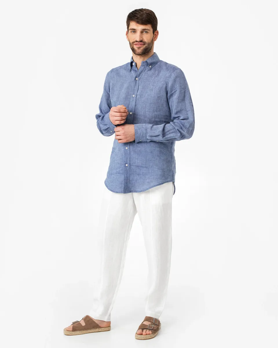 Men's classic linen shirt WENGEN in Denim chambray 9