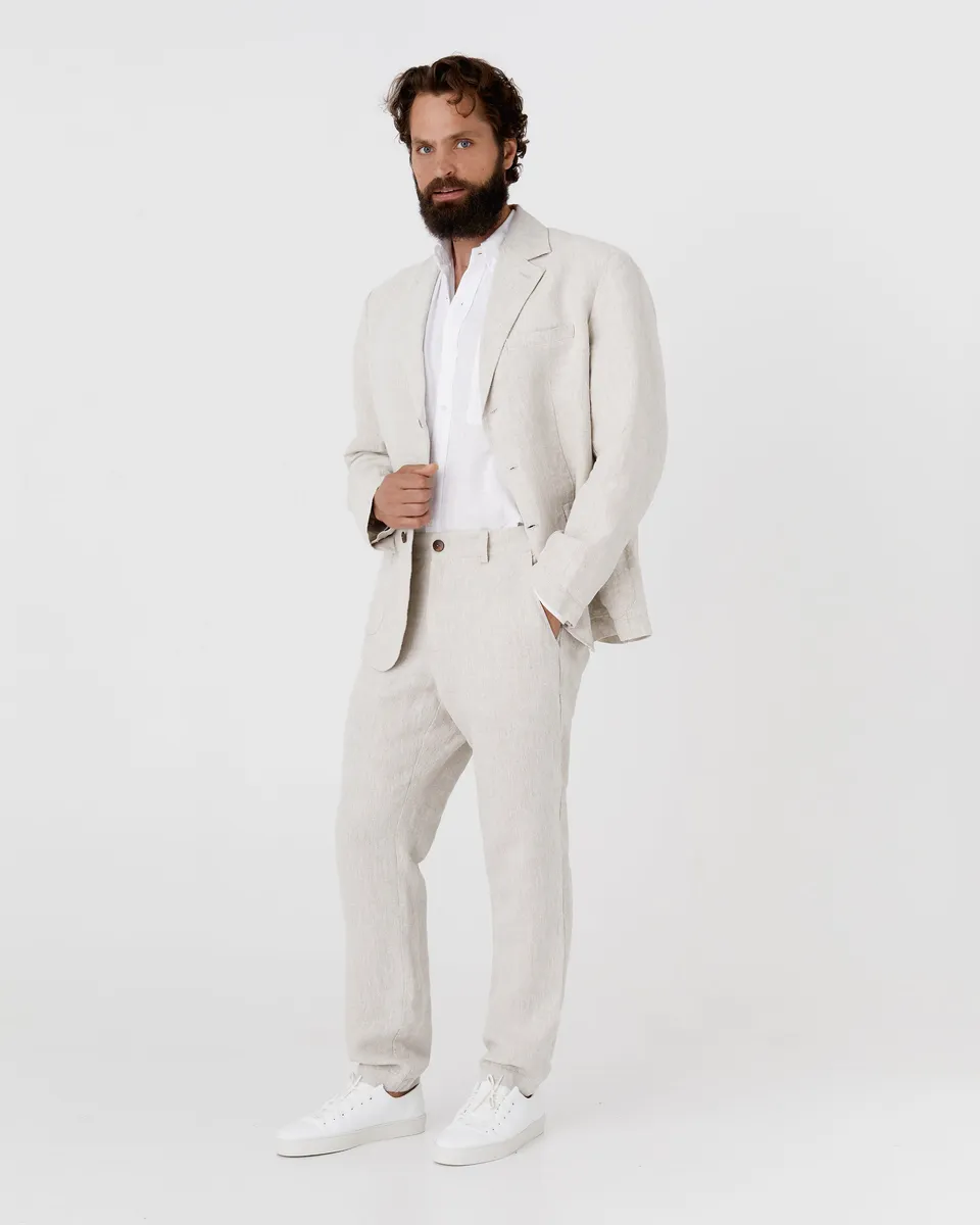 Men's heavyweight linen blazer SALVADOR in Natural melange 3
