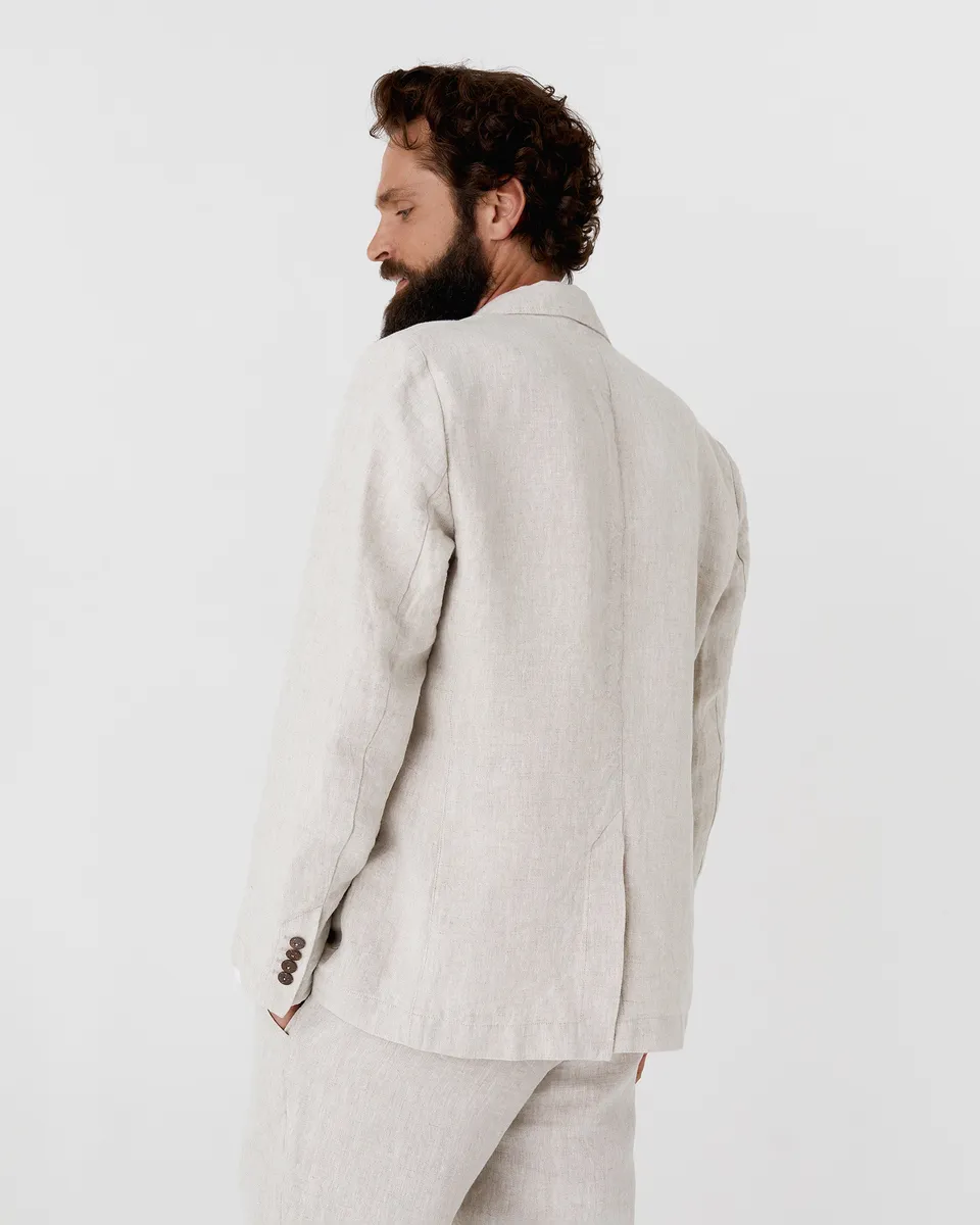 Men's heavyweight linen blazer SALVADOR in Natural melange 4
