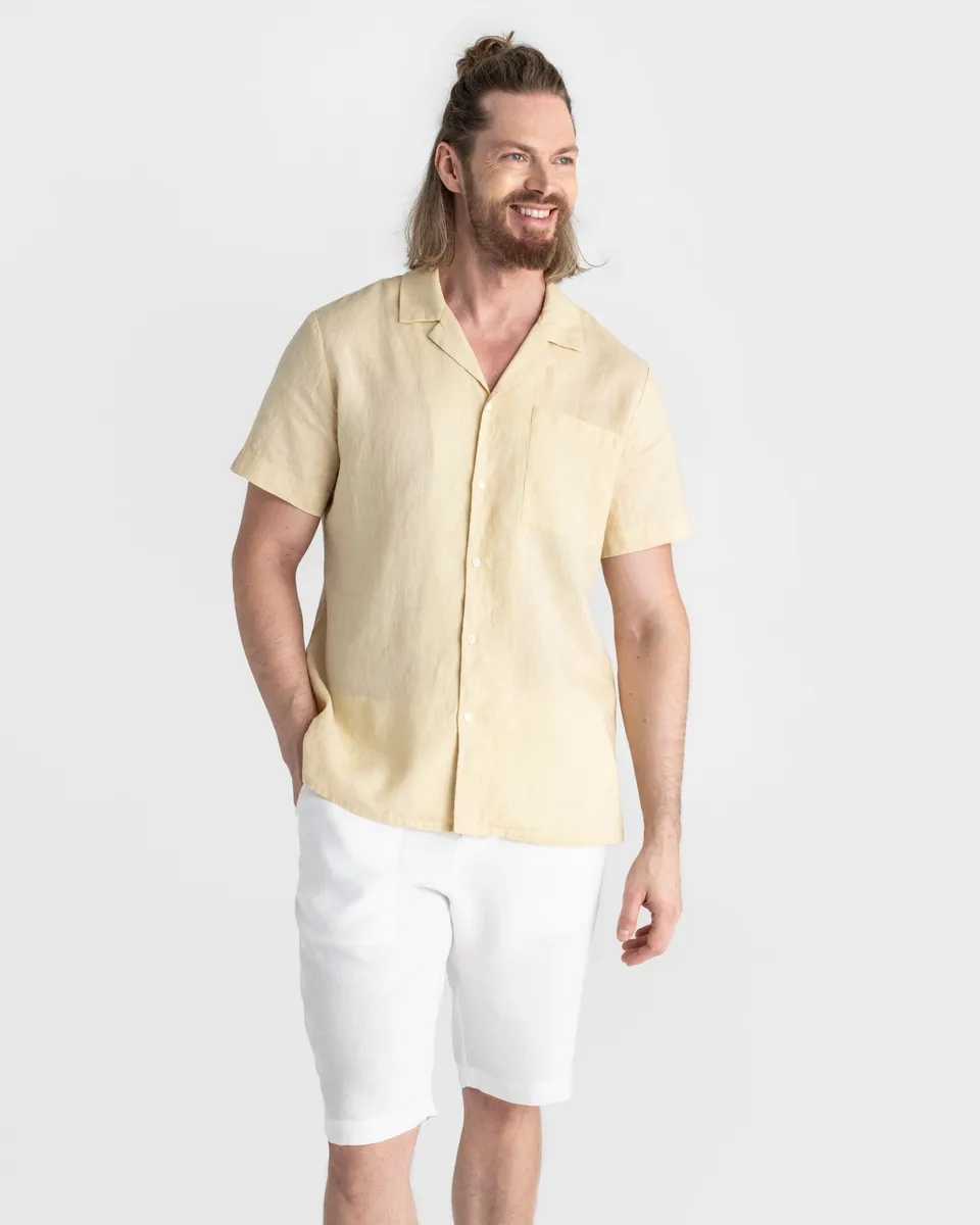 Men's linen camp shirt HAWI in Cream 3