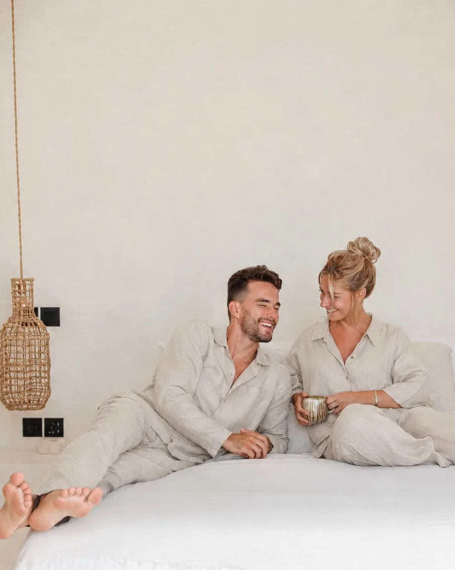 Men's linen pajama set VIGO in Natural flax 4
